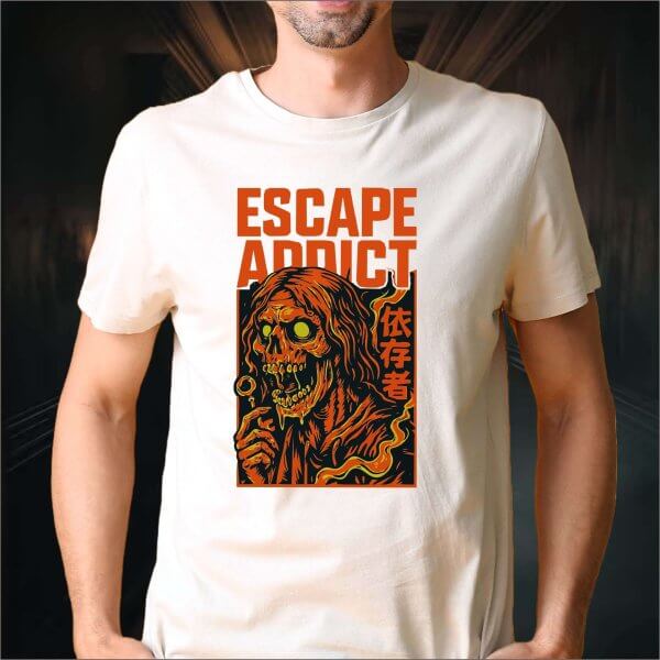 ESCAPE ADDICT - ORANGE SKULL KEY - WHITE